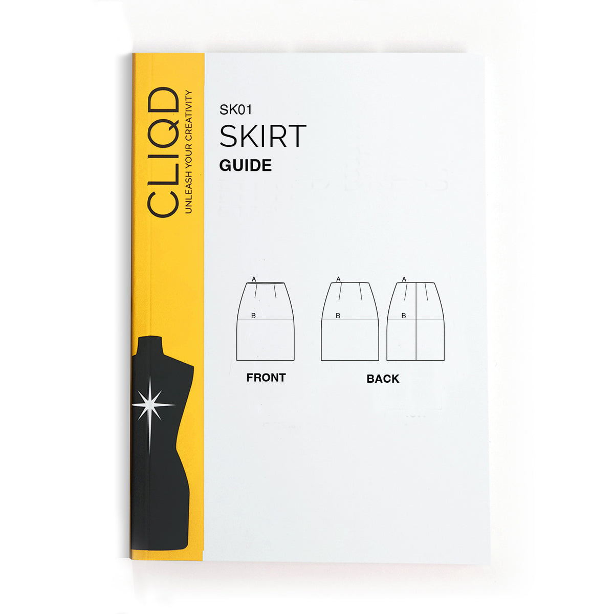 Step-by-step illustrated pattern making guide book for fitted or partially-fitted skirt sewing patterns