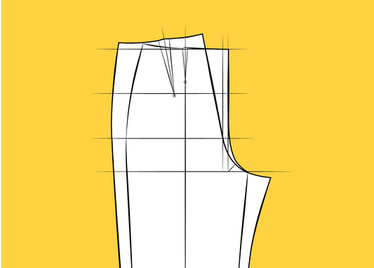 Illustration of bespoke jean, trouser and relaxed-fit pant pattern blocks drafted to personal body measurements with a step-by-step PDF drafting guide.