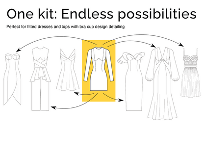 Fashion designs and sewing patterns you can make with CLIQD Bra cup fitted dress block