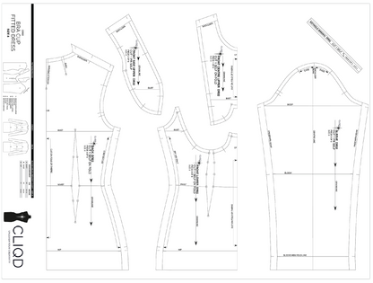 CLIQD Bra cup fitted dress block pattern printed on A0 paper