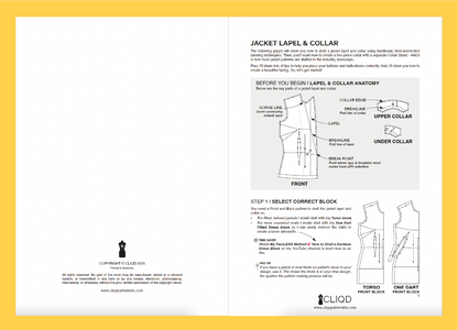 Preview CLIQD jacket lapel and collar pattern drafting course PDF – learn how to make jacket lapels and collars