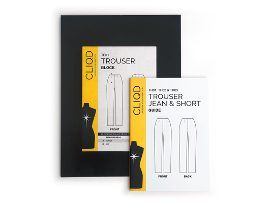 CLIQD Pant pattern making kit – including pattern making guide book and professionally-fitted trouser and jean block patterns