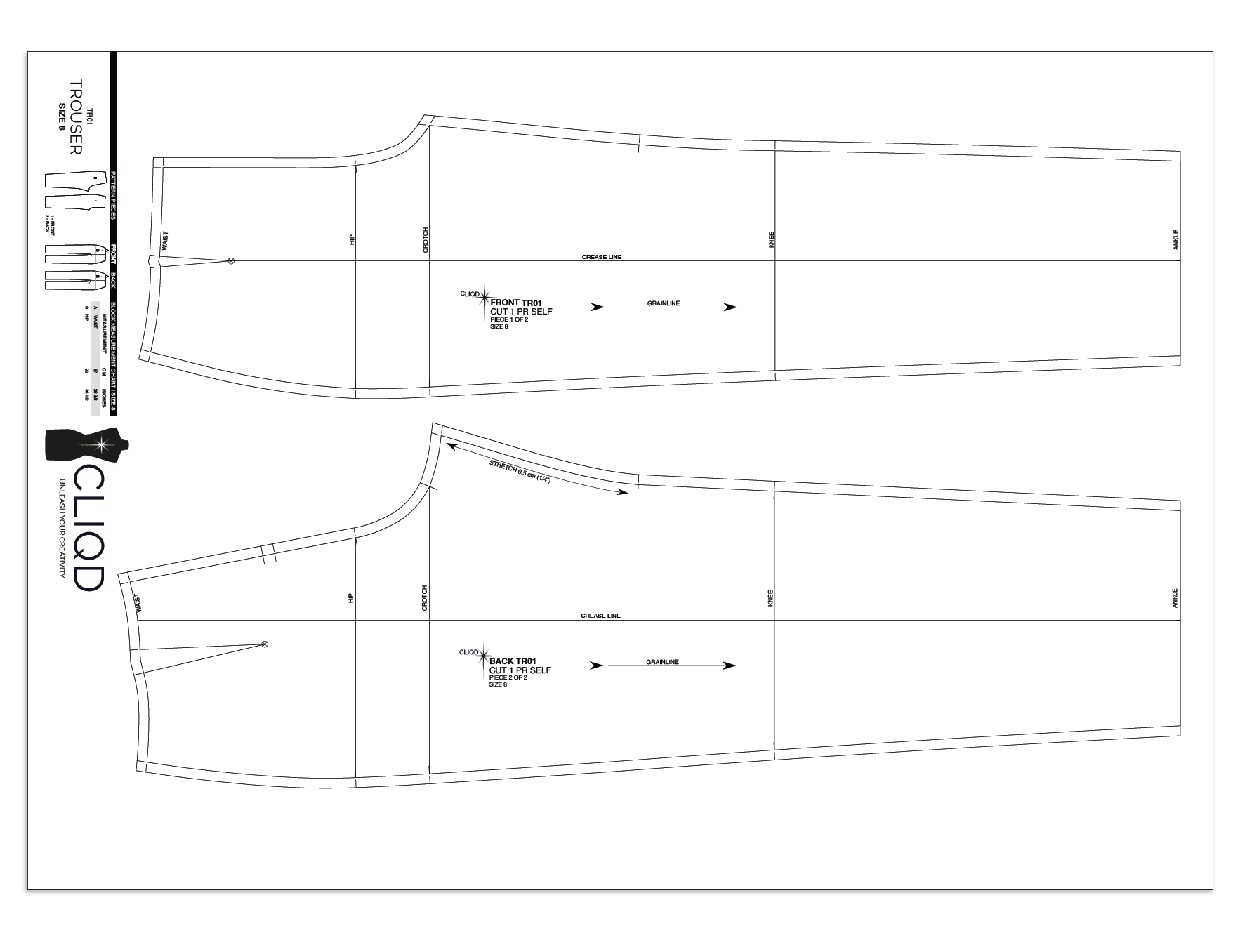 CLIQD trouser block pattern on a0 PDF 