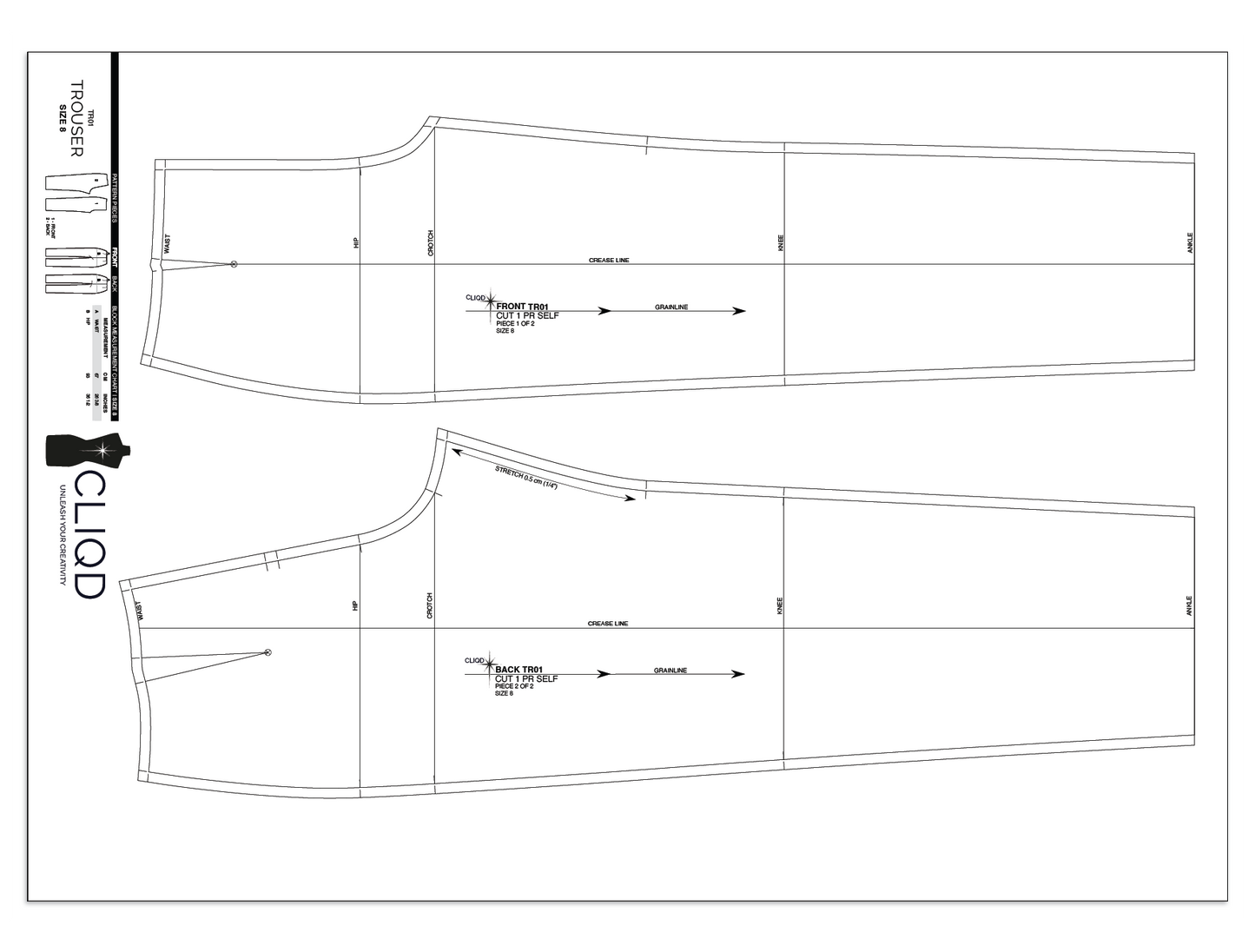 CLIQD trouser block pattern on a0 PDF