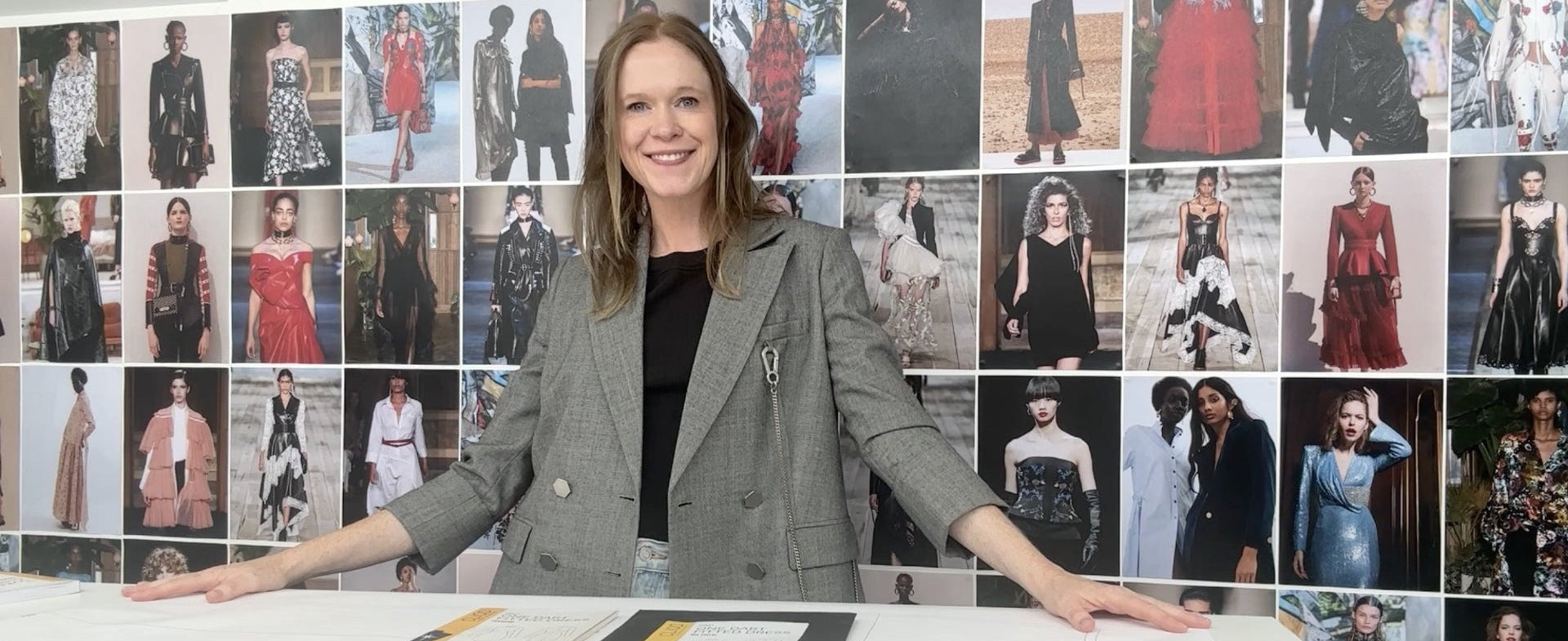 Leigh Goyen, CLIQD founder and former Alexander McQueen pattern maker, with her runway and designer fashion sewing patterns