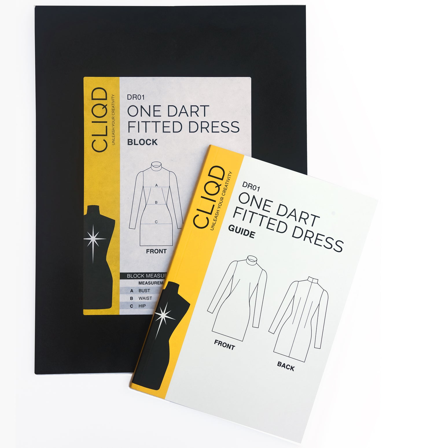 CLIQD One Dart Fitted Dress block pattern making kit — includes professionally-fitted block and illustrated pattern making guide