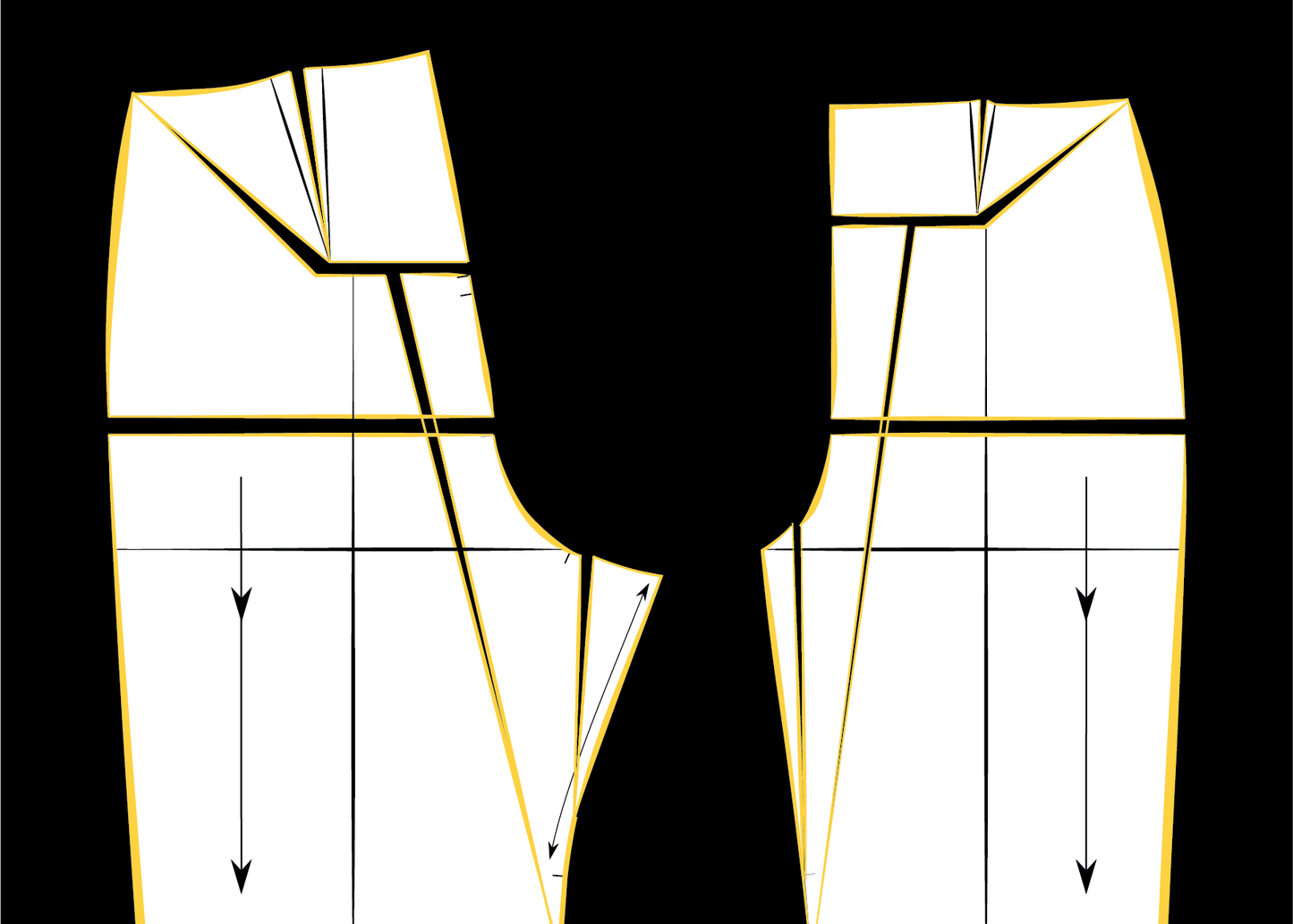 Full tummy and full backside pattern adjustments to front and back pant patterns – professional pant fitting guide