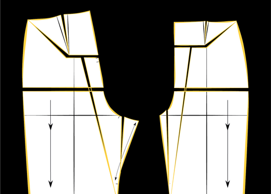 Full tummy and full backside pattern adjustments to front and back pant patterns – professional pant fitting guide